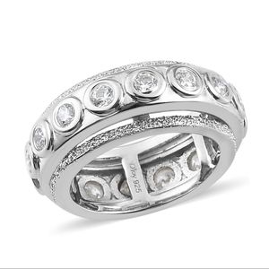 Elegant Silver Band with Crystal Accents